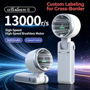 N607 Bladeless Foldable Wearable Handheld Fan Turbo High Speed Silent Built In Battery USB Charging Household