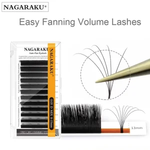 NAGARAKU Same Length Auto Bloom Easy Fan Eyelash Extensions Pre bonded Lashes Mega Volume Handmade Fans Eyelash