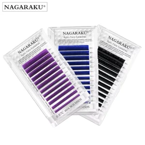 NAGARAKU Same Length Auto Fan Volume Eyelashes Extension Color Purple Blue Black