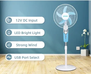 NEW Design Turkey AILIPU Brand 12v Ac Dc Solar Electric Fan with USB Port LED Light