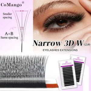 Narrow 3D W Eyelash Extension Premade Fans Small Spacing Synthetic Hair Handmade 0.07mm W Shape Natural Look Lashes