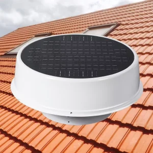 Natural Cool High Efficiency Aluminum Alloy Solar Powered 25W OEM DC Copper Motor Warehouse Workshop House Attic
