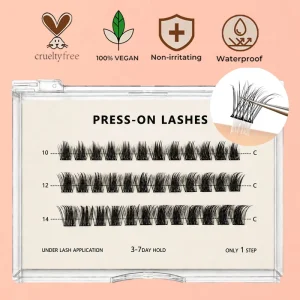 Natural Fluffy DIY Press-On Segment Eyelash Extensions Mixed Curl Length Synthetic Hair Factory