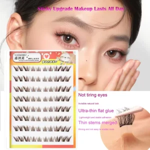 Natural Pre Glue Press On DIY Eyelash Kit Handmade Synthetic Wispy Reusable Fan Lashes Volume 6D 8D Mega Volume 10D 20D Eyelash