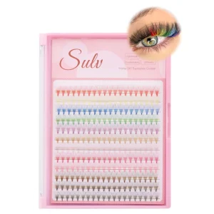 Natural Soft Silk Fiber Lashes Premade 10D Volume Fans Different Colors Short Stem False Eyelashes Colorful Premade Fans Lashes