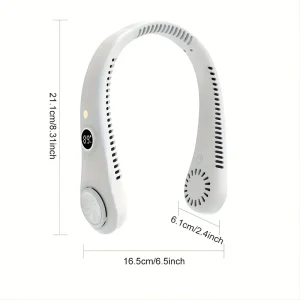 Neck Fan Portable Rechargeable Bladeless Cooling Wearable Personal Fan for Travel and Outdoor Sports with Digital Display