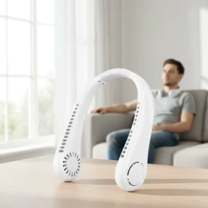 Neck Hanging Blade Less Foldable Fan Wearable Portable Quiet Three Speed Battery Powered Electric Hands Free Car Compatible
