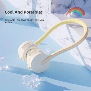 Neck Hanging Handheld Mini Fan USB Rechargeable Portable Powerful Wind Quiet Operation 1800mAh 6-8h Household Brushless
