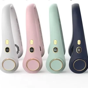 Neck mounted Fan Smart Digital Display Five speed Adjustable Portable Bladeless USB charged Brushless Motor 3 6 Hours