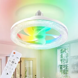 New 11.8 Inch Led Smart Ceiling Fans with Led Lamps Lights Read Rotation for Living Room Home with Remote Control