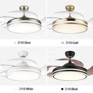 New 36 42 48 Inch Smart LED Bladeless Ceiling Light Lamp Fan with Remote Control Switch and Speaker
