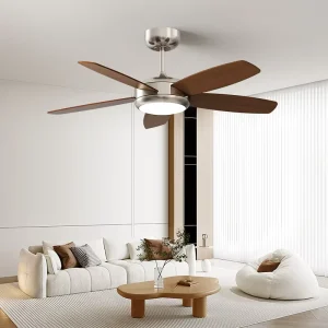 New 52 Inch Modern LED Smart Ceiling Fans Rotation LED Lamps Motor Remote Control Wifi Connectivity for Living Room Home