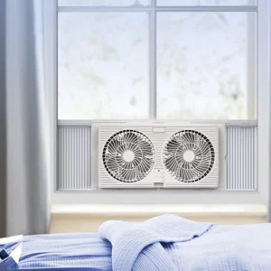New Arrival 9 Inch Plastic Electric Digital Air Circulator Reversible DC Fan Remote Control Twin Window Ventilation Fan 3 Speed