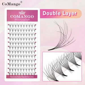 New Arrival Double Curls and Layers 6D Hybrid Premade Fans Pointed Premade Fans Wispy Lash Extensions