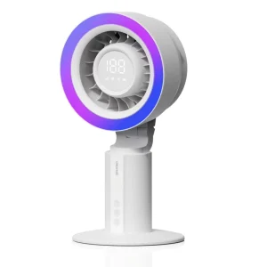 New Arrival R&D Intelligent Low Noise Motor Desktop Fan 4000mAh Rotatable Automatically Table Fan with Ambient Lighting