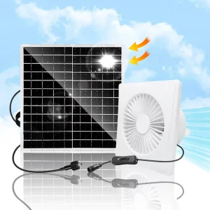 New Arrival Waterproof Brushless Solar Powered Wall Mounted Exhaust Extractor Fan Dual Ball Bearing 12V 20W Solar Panel for