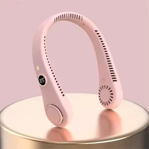 New Arrival Wearable Neck Fan LED Display Bladeless Rechargeable Mini USB Portable Air Cooler for Household Outdoor Use Battery