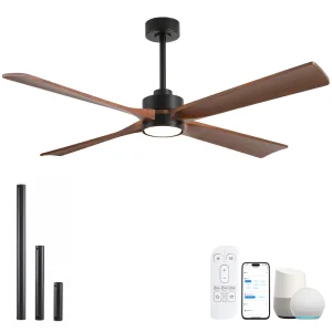New Arrivals 42 Inch Smart Electric Ceiling Fan LED Light 4 Blades BLDC Motor Tuya WiFi Energy Saving Class Energy Hotel