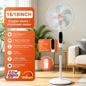 New Arrivals Double Side Airflow 16 Inch Rechargeable Summer Floor Standing Fan Portable Cooling Energy Efficient Hotel