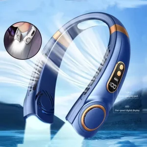 New Arrivals Portable Wearable Cooling Semiconductor Neck Fan USB Rechargeable Hand Free Bladeless Hanging Neck Fan