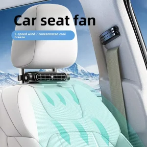 New Bladeless 3 Speed USB Powered Car Seat Fan with Powerful Wind Backrest Ventilation Cooling for Vehicles