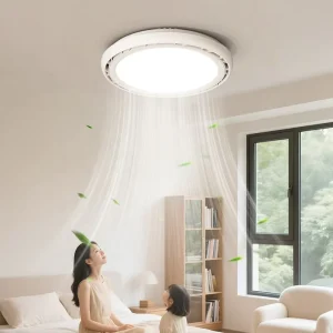 New Bladeless Fan Light Modern Minimalist Eye Friendly Surface Mounted Smart LED Three Color Changing Fan Light Bedroom