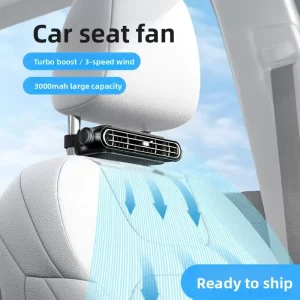 New Car Seat Fan Universal Automotive Fan for Cars Trucks Vans Powerful Airflow Cool Breeze USB Charging Built in Battery