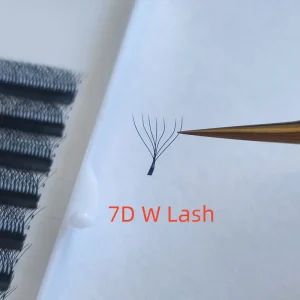 New Custom Private Label Premium Matte Black W Shape Eyelash Extensions 7D Premade Volume Fans Automatic Flowering Lashes