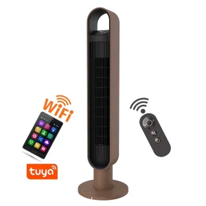 New Design ABS Materials Ionizer Bladeless Smart Digital WiFi Wireless Tower Fan 100% Copper Motor Household Outdoor Garage Use