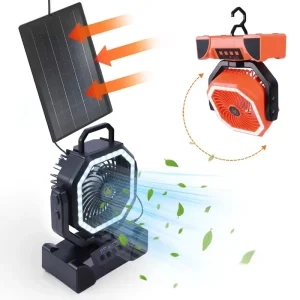 New Design Camping Fan Large Capacity Long Lasting Portable Oscillating Outdoor Fishing Camping Light Fan Rechargeable Remote