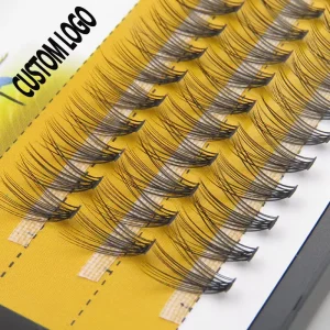 New Design Diy Eyelash Extension C D 0.07 0.10 Heat Bonded Premade Volume Fans Clusters 12 Rows Natural Black Lashes