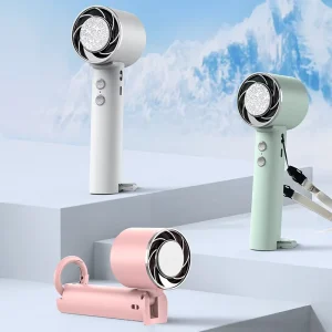 New Design Mini Handheld Fan High 2000mAh Three Portable Type C Rechargeable Battery Foldable Neck Wearable Cooling Fan