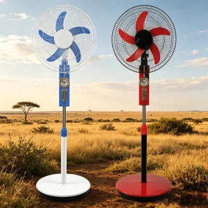 New Design Rechargeable 16 Inch DC Motor Stand Fan Solar Powered with Adapter & Lead Acid Battery for Outdoor Use