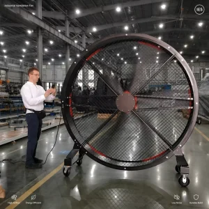 New Design Variable Speed Large Volume Super Silent 2m Industrial Standing Fan Motor 1.0kW IP55 Protection 6 Blades