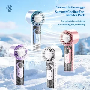 New Digital Display Handheld Ice Fan USB Charging 199 Speed Stepless Regulation Cooling Brushless Motor Mini Fan Portable Fan