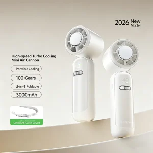 New Fashion Cold Compress Portable Foldable Handheld Neck Fan 100 Speed Rechargeable Personal Wearable Mini Fan for Travel