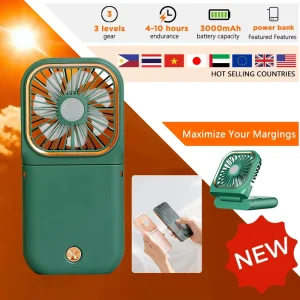 New Folding Mini Fan USB Charging Portable Outdoor Hanging Neck Fan Power Bank Fan Desktop Handheld Fan Heat Wave Event Giveawa