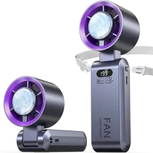 New Handheld Fan USB High Speed Portable Wearable Fan 3600mAh Air Cooling Foldable Neck Fan OEM Customization