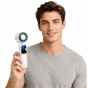 New Handheld Ice Cooling Fan Semiconductor Refrigeration Foldable Neck Hanging High Wind Speed Rechargeable 4000mAh Household
