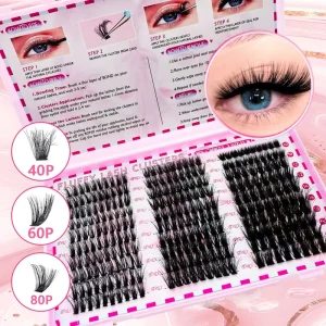 New Handmade Self Adhesive Cluster Fans Eyelashes Vendor D Curl Segment DIY Cluster Lashes with Private Label