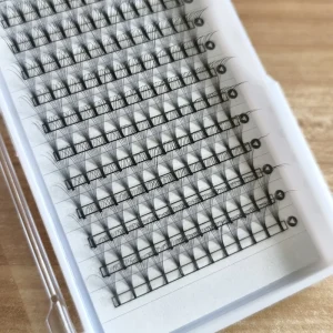 New Heat Bonded 0.05mm D 10D Premade Fans Lashes Long Stem Premium Matte Black Russian Volume Eyelash Extensions