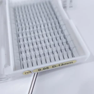 New Heat Bonded 0.05mm D 7D Long Stem Premade Fans Eyelash Premium Matte Black Russian Volume Eyelash Extensions