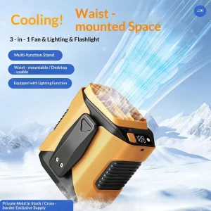New High Speed Waist Mounted USB Rechargeable Portable Outdoor Construction Sites Camping Cooling Fan