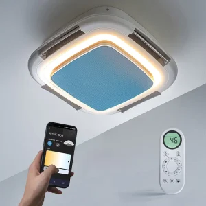 New Intelligent Decorative Square Tuya Remote Control Smart Modern Chandelier Bladeless Led Ceiling Fan With Light