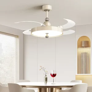 New Luxury 42 Inch Smart Ceiling Fan with LED Lights 220v Remote Control Low Profile Living Room Lamp Factory