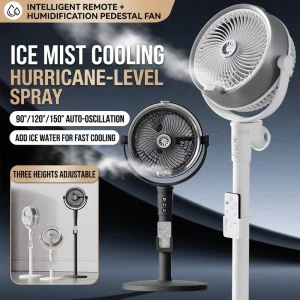 New Misting Pedestal Fan 4000mAh Rechargeable Floor Fan with Mist Spray Remote Oscillating Fan for Home Office