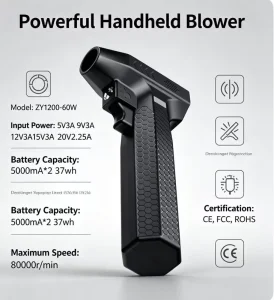 New Model 2 in 1 Rechargeable Turbo Fan with Built in Power Bank 10000mAh Portable Handheld Blower for Outdoor Camping