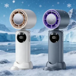 New Model Brushless Ice Cooling Handheld Fan Digital Display Portable High Speed Turbo Mini Fan USB Powered Outdoor Use 12+