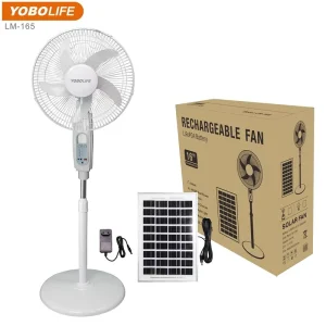 New Model LM 165 AC DC Operated 16 Inch Rechargeable Solar Stand Fan LED Light USB Solar Charging LiFePO4 Battery Car