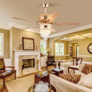 New Modern 52 Inch Luxury Gold Plated Diode Ceiling Fan Led 220V Iron Body Home Decoration Hotel Ceiling Fan